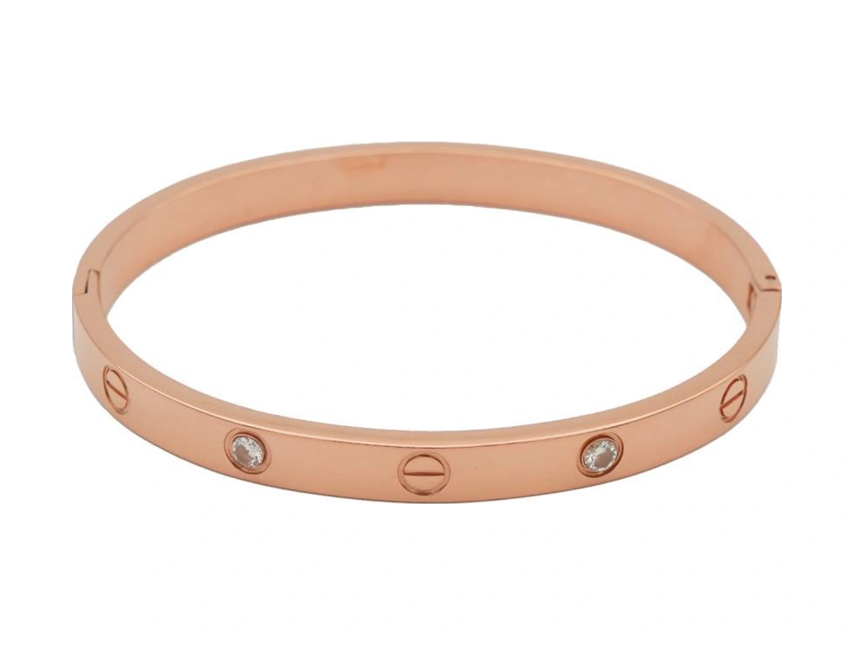 Taşlı Rose Çelik Bileklik Rose Gold