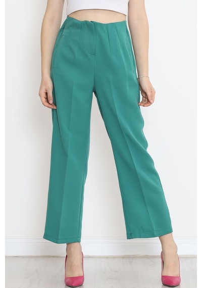Mokashopin - Beli Pensli Pantolon Koyuyeşil - 20857.683. 001