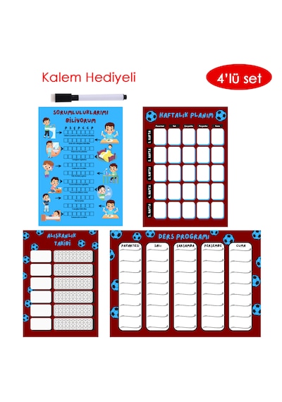 Çocuklar İçin Planlayıcı Set-bordo Mavi Alışkanlık Ve Sorumluluk