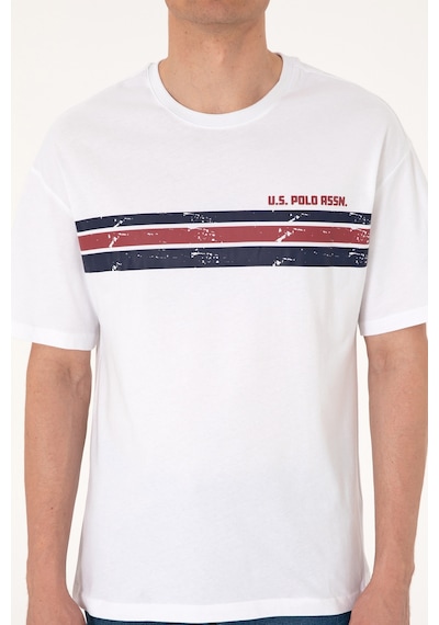 U.S. Polo Assn. Erkek Comfort Fit Beyaz Bisiklet Yaka Tişört 50306912-VR013