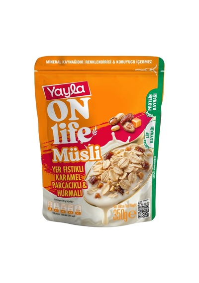 Yayla Onlife Yer Fıstıklı Karamel Parçacıklı Ve Hurmalı Müsli 350 G X3