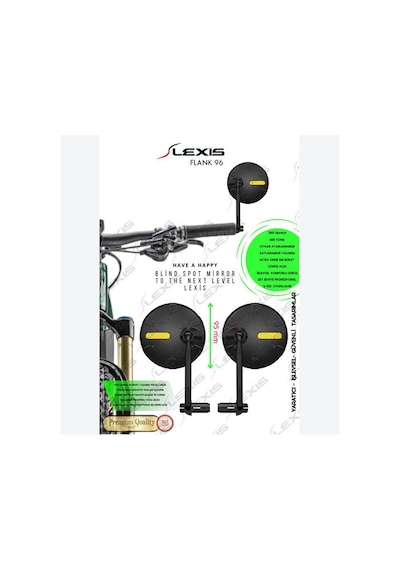 Lexis Flank 96 Ultra Optik Görüntü Geniş Bombeli Açı 2li-bisiklet-elektrikli Scooter-e Bike-gidon Yan Aynası-dikiz