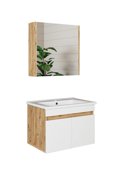 Roomart '' Lavabolu '' Atlantik-beyaz Mat Mdf 65 Cm Banyo Dolabı Atlantik Çam - Beyaz