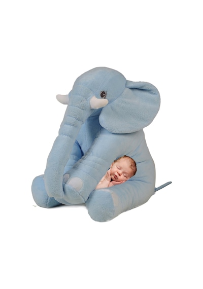 Uyku Arkadaşım Peluş Fil - Büyük Yumuşacık 75 Cm -sevgiliye Hediye Mavi