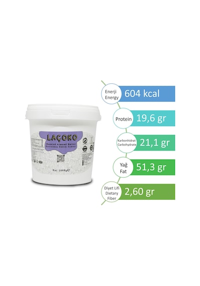 Laçoko Kova Şekersiz Katkısız Glutensiz Vegan Doğal Badem Ezmesi 1 KG