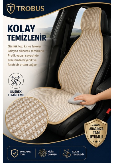Toyota Rav4 2019 Ve Sonrası Üniversal Örme Ön 2 Parça Minder Terletmez Kaymaz Taban Bej