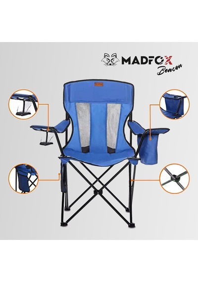 Madfox Beacon Katlanır Kamp Sandalyesi Mavi Mavi