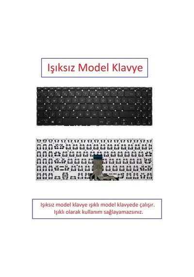 Siyah-ışıksız, Notebook Klavye - Asus X509ua-ej245t, X509ua-ej246t Muadili İle Uyumlu