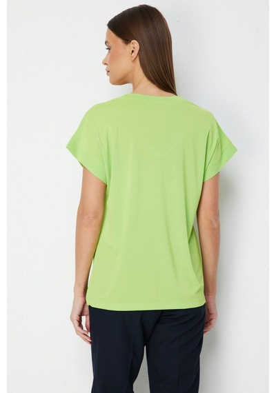 On Kadın V Yaka Parçalı T-shirt 71475 Fıstık Yeşili