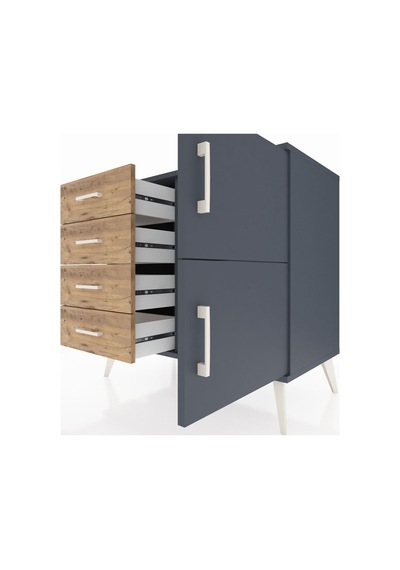 Hyperion Şifonyer Tek Raflı 4 Çekmeceli 2 Kapaklı 88x44x80 Antrasit-antrasit/çam Antrasit/çam Hyperion Şifonyer Tek Raflı 4 Çekmeceli 2 Kapaklı 88x44x80 Antrasit-antrasit/çam Antrasit/çam