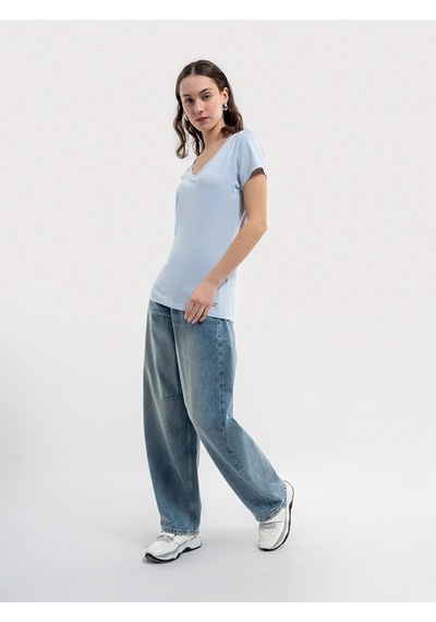 Regular Fit Kadın Tshirt K.kol Açık Mavi