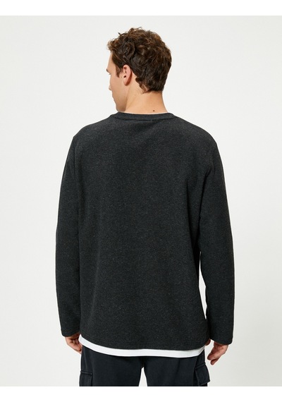 Koton Basic Kazak Kumaş Detaylı Slim Fit Bisiklet Yaka Antrasit 4sam70014mk Antrasit Koton Basic Kazak Kumaş Detaylı Slim Fit Bisiklet Yaka Antrasit 4sam70014mk Antrasit