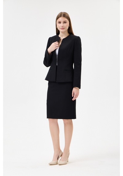 Velnara Moda Siyah Klasik Kadın Takım Elbise-sıfır Yaka Ceket & Kısa Kalem Etek Siyah - 927030108 Siyah Velnara Moda Siyah Klasik Kadın Takım Elbise-sıfır Yaka Ceket & Kısa Kalem Etek Siyah - 927030108 Siyah