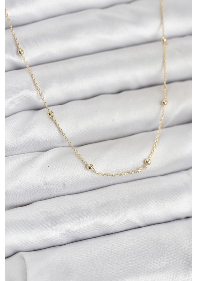 Cm 14k Gold Renk Minik Top Zincirli Kadın Kolye - Altın
