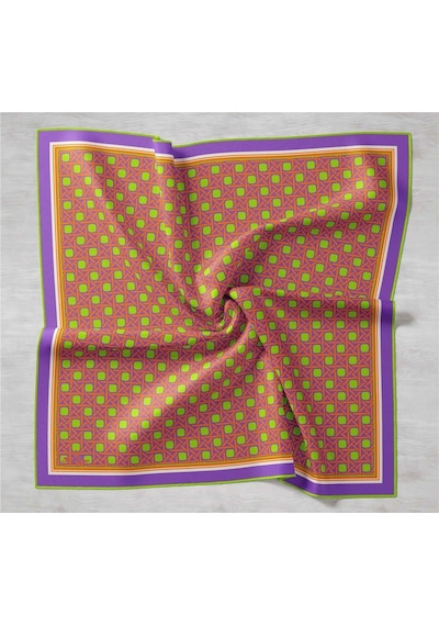 Silk Home Eflatun Turuncu Karma Desen Tivil İpek Eşarp 11424-72