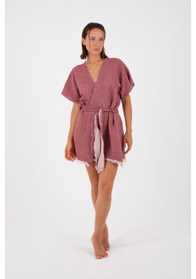 Dokubba - Kimono - Peştemal Kimono - Müslin Kimono - Selimiye Bordo Bordo