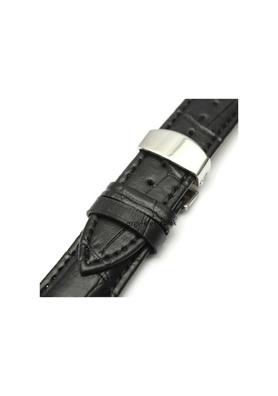 Bizon Deri Saat Kayışı 22Mm Spor Siyah Klipsli Saat Kordonu (305759555)