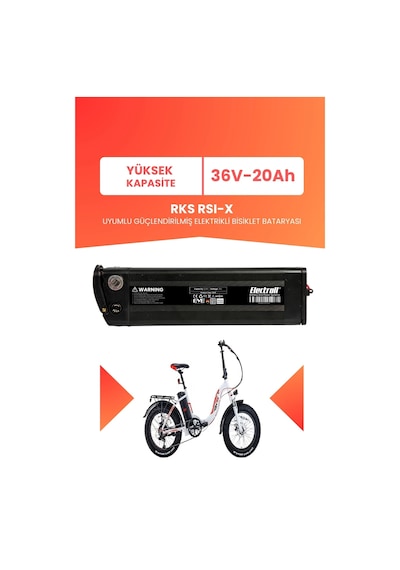 Rks Rsı-x Uyumlu 36v 20ah Elektrikli Bisiklet Bataryası Siyah