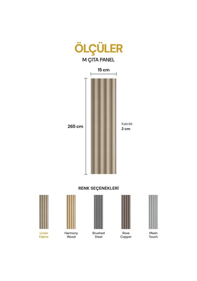 Vilo Mpc M Çıta Duvar Paneli Linen Fabric 265cm Yapıştırmalı Montaj - Neme Ve Darbeye Dayanıklı