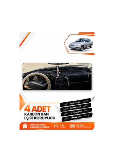 Lada Vega 1995-2007 Uyumlu Ön Göğüs Torpido Koruma Kılıfı Halısı Koruyucu - Siyah Gri