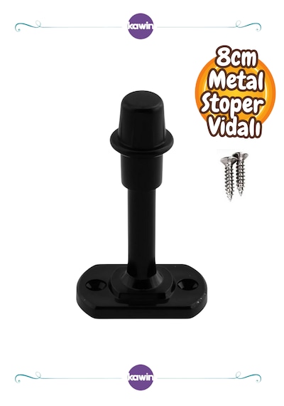 8 Cm Metal Kapı Kolu Stoperi Tamponu Durdurucusu Tutucu Tutacağı Metal Siyah Kapı Stopu Silikonlu Vidalı