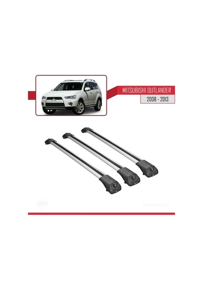 Mitsubishi Outlander 2008-2013 Arası İle Uyumlu Ace-1 Ara Atkı Tavan Barı Gri 3 Adet Bar
