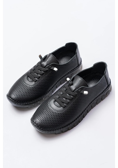 Analin Shoes Hakiki Deri Kadın Casual Ayakkabı Siyah