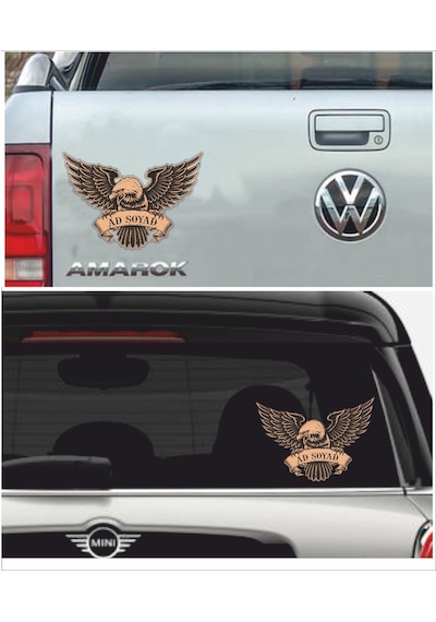 Kişiye Özel Ad Soyad Kartal Sticker - Kartal Eagle Beşiktaş Sticker - Araba Oto Motosiklet Karavan Sticker - 00070 50x35 Cm