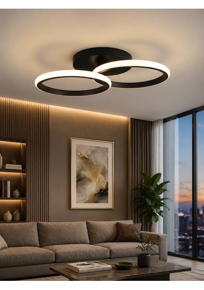 3 Renk Daire Hol Plafonyer Avize Siyah Modern Tavan Aydınlatması Salon, Mutfak, Antre & Çocuk Odası SİYAH 1.MODEL