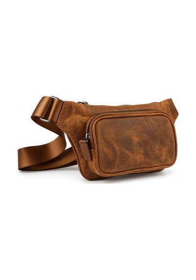 Alphaclub Bag Unisex Taba Hakiki Deri Çapraz Askılı Çok Bölmeli Postacı Omuz Ve Bel Çantası