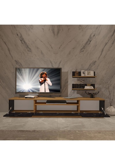 Decoraktiv Trio 4 Mdf Tv Ünitesi Tv Sehpası Pera - Siyah Mermer