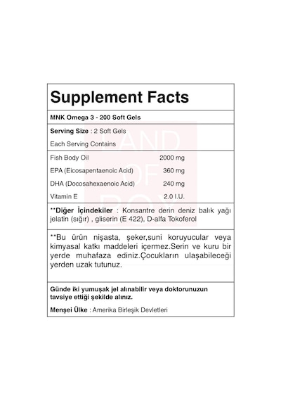 Mnk Omega 3 Balık Yağı 200 Softgel Alaska Deep Sea Fish Oil