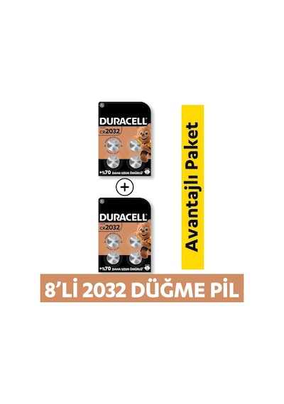 Duracell DL/CR 2032 3V Lityum Düğme Pil 8’li