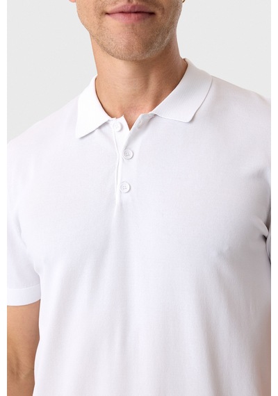 Back And Bond Regular Fit Düğmeli Beyaz Polo Yaka Tişört