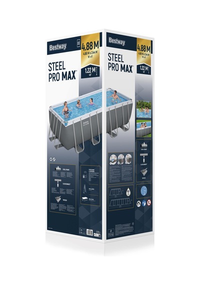 Bestway 56670 Steel Pro Max Prefabrik Yer Üstü Havuz Seti 4,88 M X 2,44 M X 1,22 M
