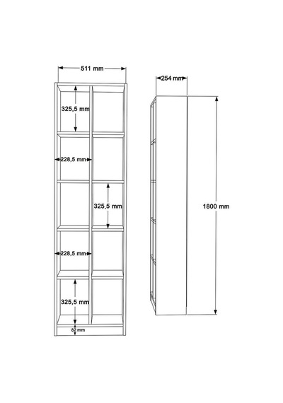 Oscer Geniş Kitaplık 10 Raflı 180cm Sepet Osc1-s Kahverengi