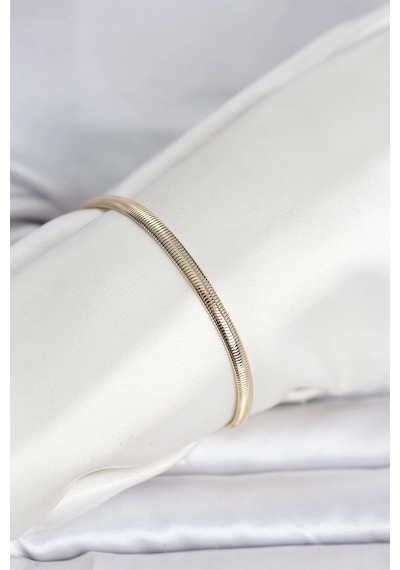 Ceylan Adam Cm 14k Gold Renk Yassı Yılan Zincir Model Kadın Bileklik Çok Renkli