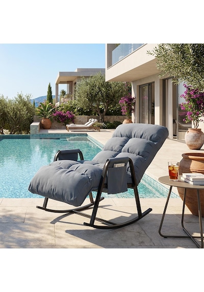 Pafu Lena Outdoor Bahçe Su Geçirmez Fonksiyonel Sallanan Koltuk - Gri-mavi