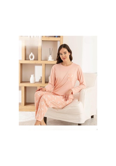 Pijamoni Kadın Milan Bisiklet Yaka Uzun Kol İnce Pijama Takımı 7575/8 - 1 Adet Yavruağzı Pijamoni Kadın Milan Bisiklet Yaka Uzun Kol İnce Pijama Takımı 7575/8 - 1 Adet Yavruağzı