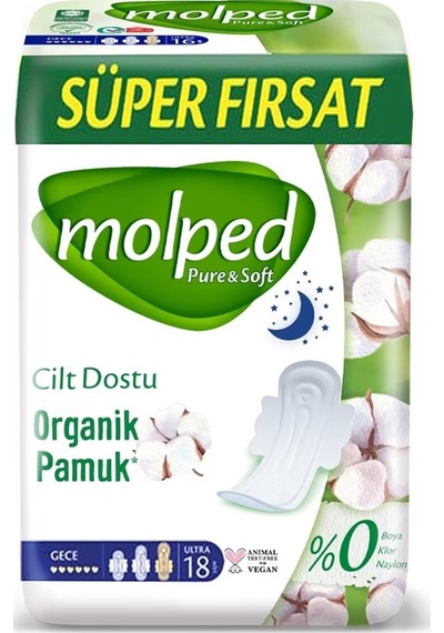 Molped Pure & Soft Hijyenik Ped Gece 18'li