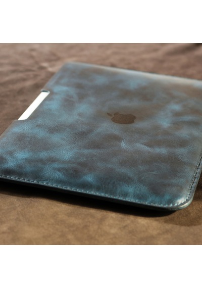 Kişiye Isme Özel Adonis Apple Uyumlu MacBook Air Hakiki Deri Kılıf Mavi
