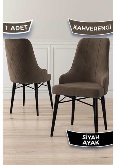 Canisa Concept Neta Serisi, 1.sınıf Babyface Kumaş Kahve Sandalye, Siyah Gürgen Ayak Sandalye Kahverengi Ayakları Siyah