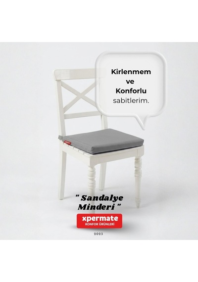 Fermuarlı Sandalye Minderi Su İtici Kumaş 40x40cm Antrasit
