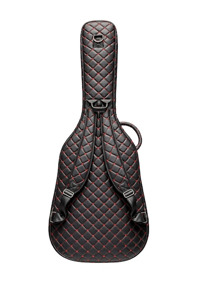 Siyah Profesyonel Gigbag Klasik Gitar Kılıfı-çantası-kırmızı Kapitoneli Suni Deri