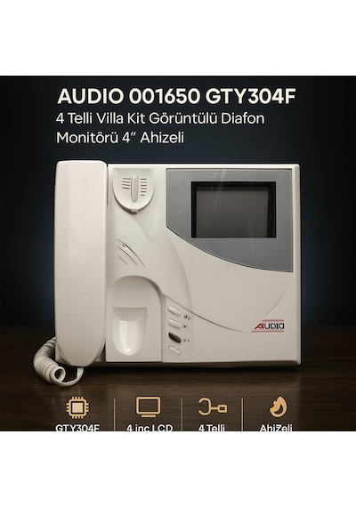 Audıo 001650 Gty304f 4 Telli Villa Kit Görüntülü Diafon Monitörü 4 Ahizeli