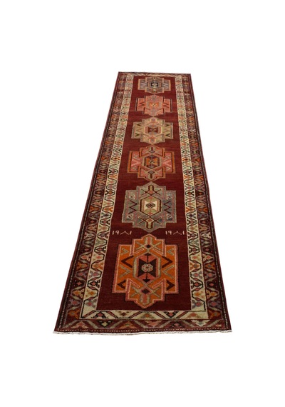 Zehra Abla Halı Vintage El Dokuma Şaheser Otantik Göbekli Herki Yolluk Yün Halı 5651 Renkli