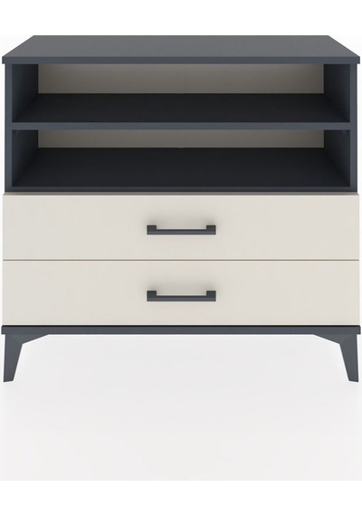 Arges Şifonyer 2 Raflı 2 Çekmeceli 88x30x80 Antrasit-aytaşı Antrasit