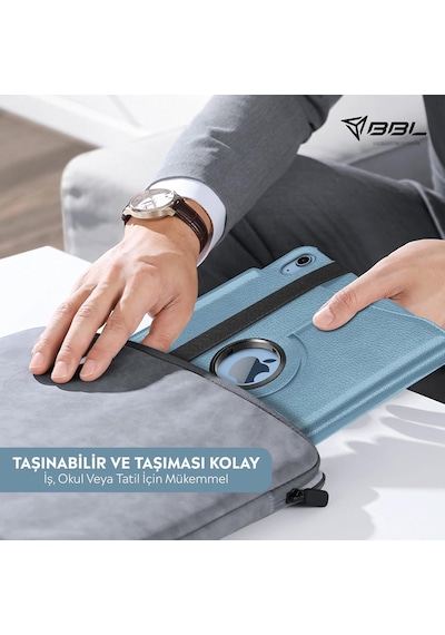 Apple 11 İnç İpad A16 / İpad Air 10.9 İnç/ipad 10.nesil 10.9 Wi-fi Yatay Ve Dikey Standlı 360 Derece Döner Tablet Kılıfı Mavi