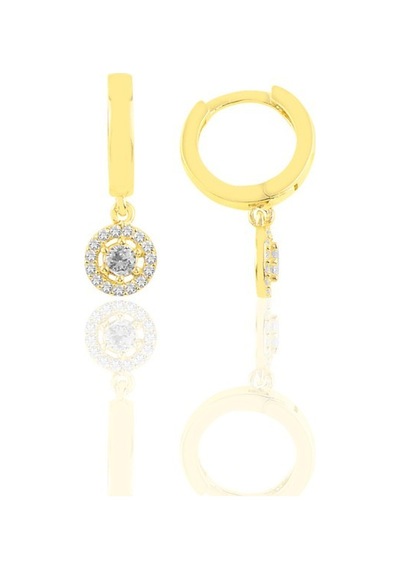 Gümüş Zirkon Taşlı Elmas Montürlü Küpe Barcode Gold - Rose Gold - Rodyum
