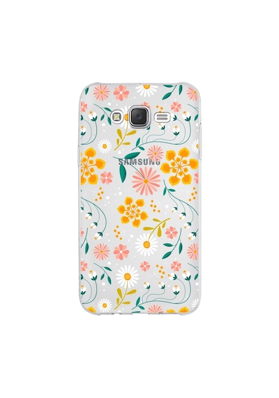 Samsung Galaxy Uyumlu J7 Core Kapak Çiçek Tasarımlı Şeffaf Silikon Kılıf Şeffaf